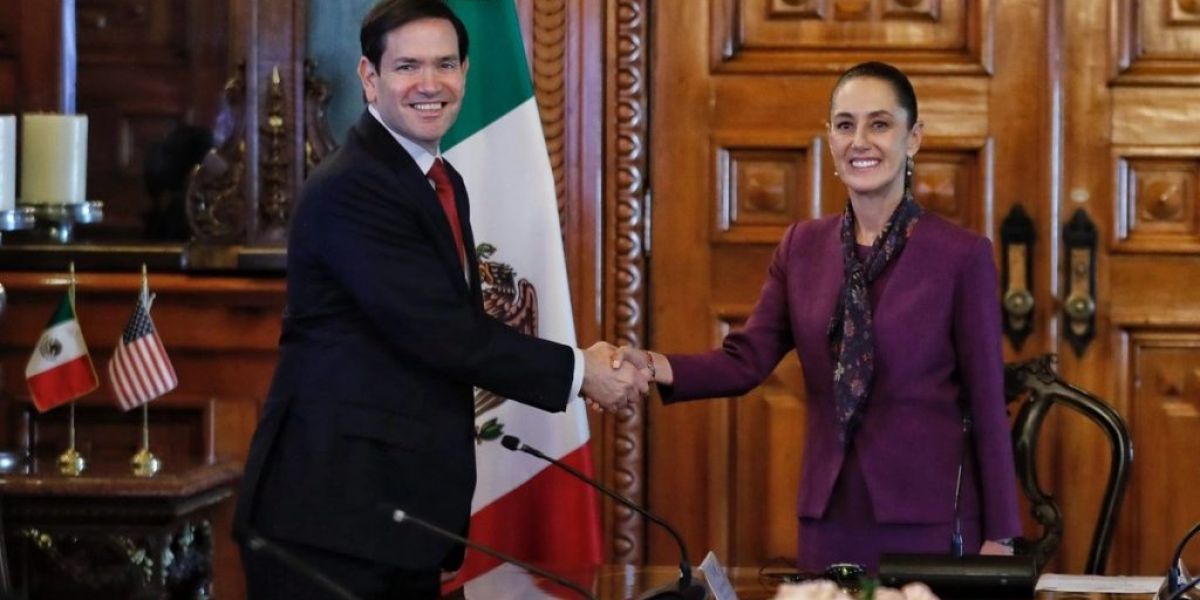Arribo de Rubio a Palacio Nacional; inicia encuentro con Claudia Sheinbaum