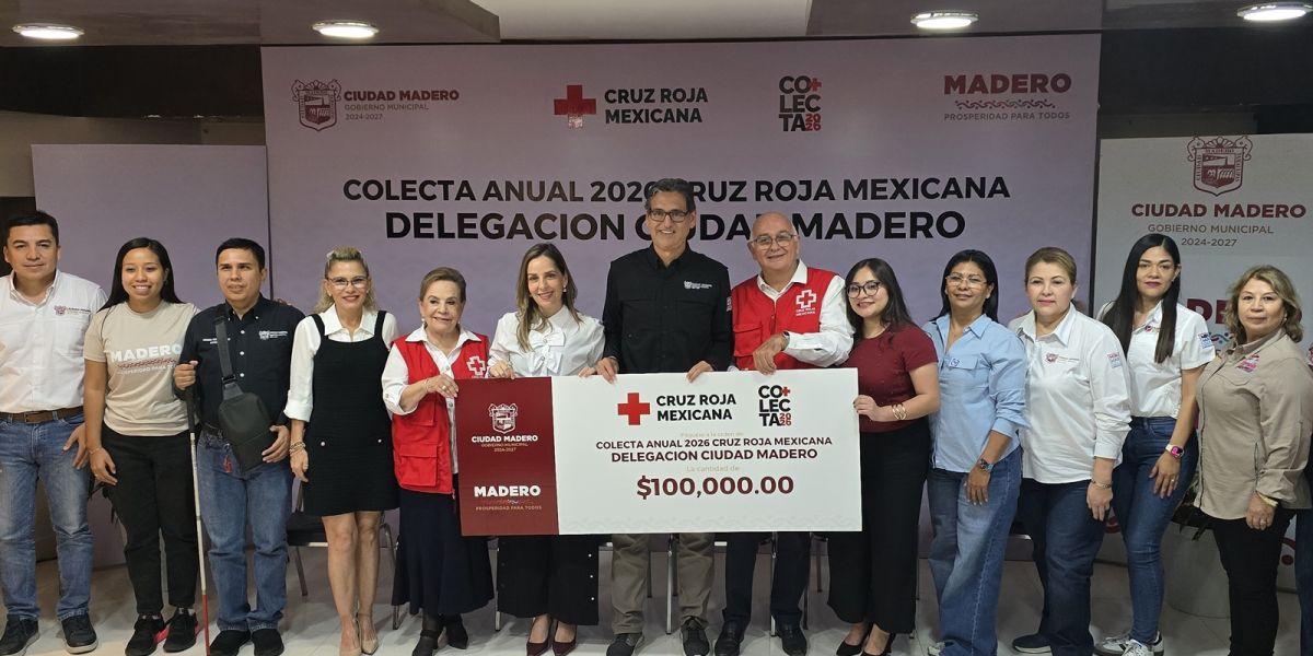 Gobierno de Madero entrega donativo de 100 mil pesos a la Cruz Roja