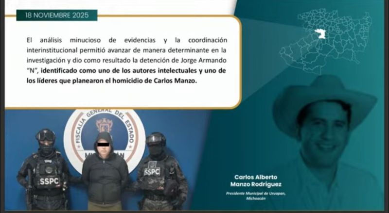 Cae “El Licenciado”, presunto autor intelectual del homicidio de exalcalde Carlos Manzo
