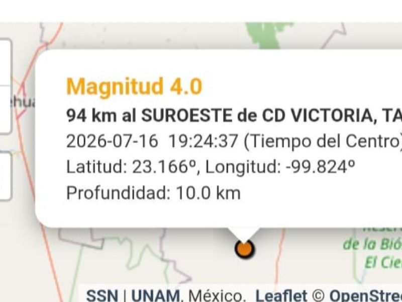 Sismo de 3.7 sorprende a habitantes de Bustamante