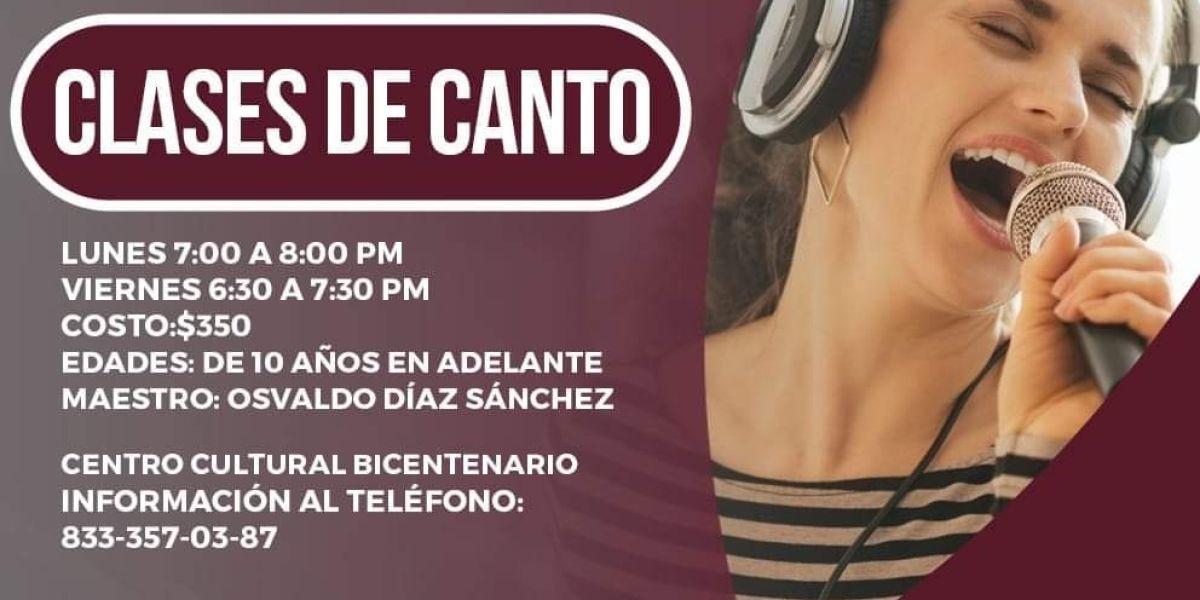 Gobierno de Ciudad Madero invita a participar en clases de canto