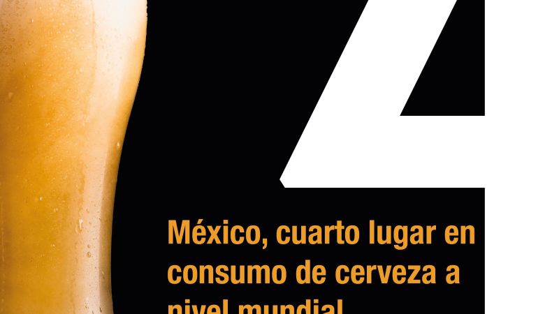 México, cuarto lugar mundial en consumo de cerveza