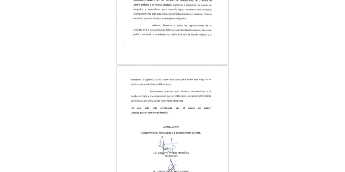 Colegio de Abogados exige justicia por niño  asesinado en Reynosa