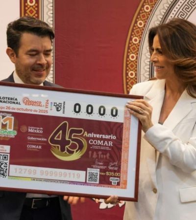 Develan billete conmemorativo por los 45 años de la COMAR