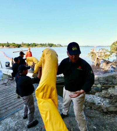 Pemex despliega operativo de limpieza y remediación en río Pantepec, Veracruz