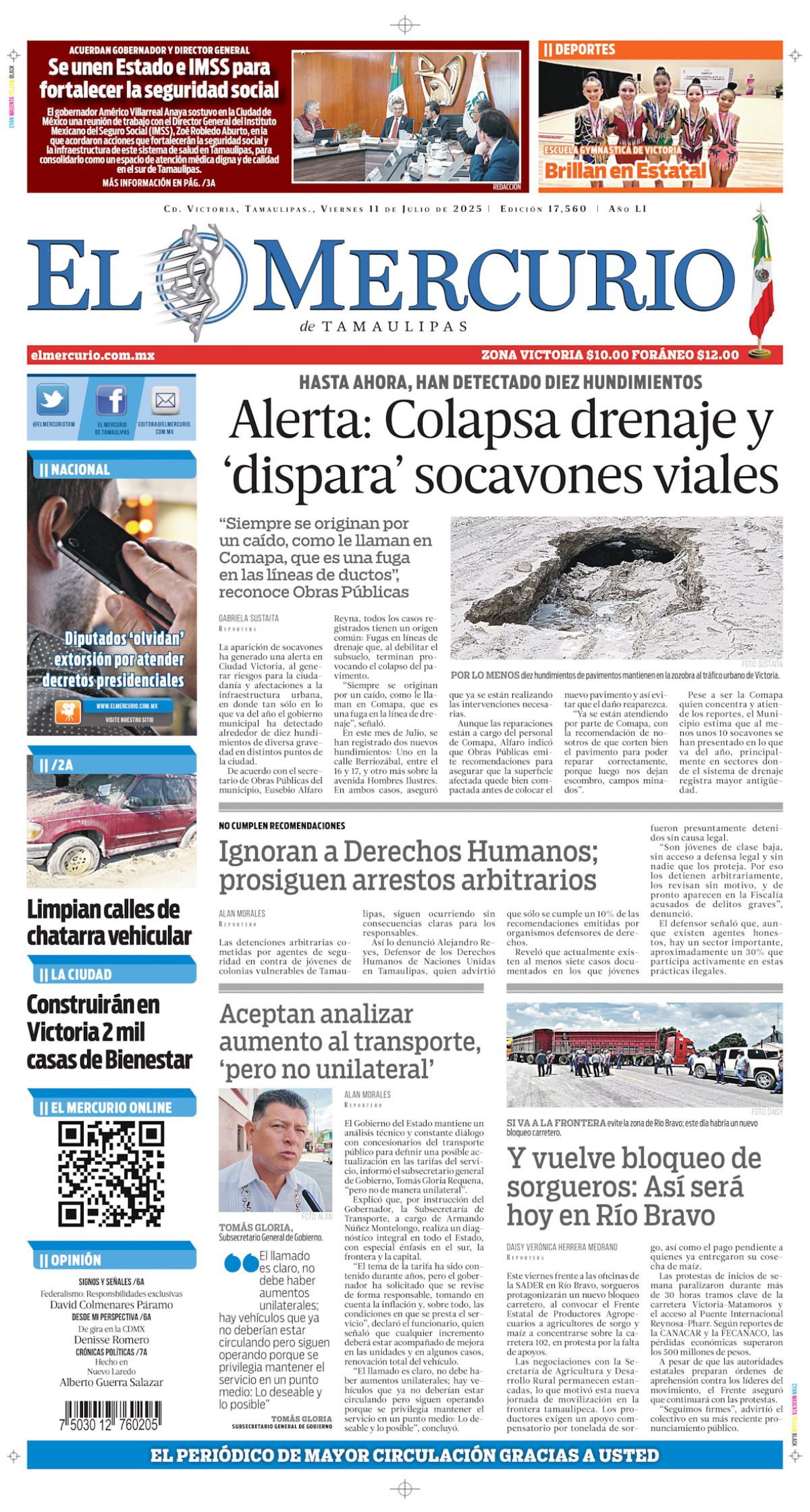 Alerta: Colapsa drenaje y ‘dispara’ socavones viales