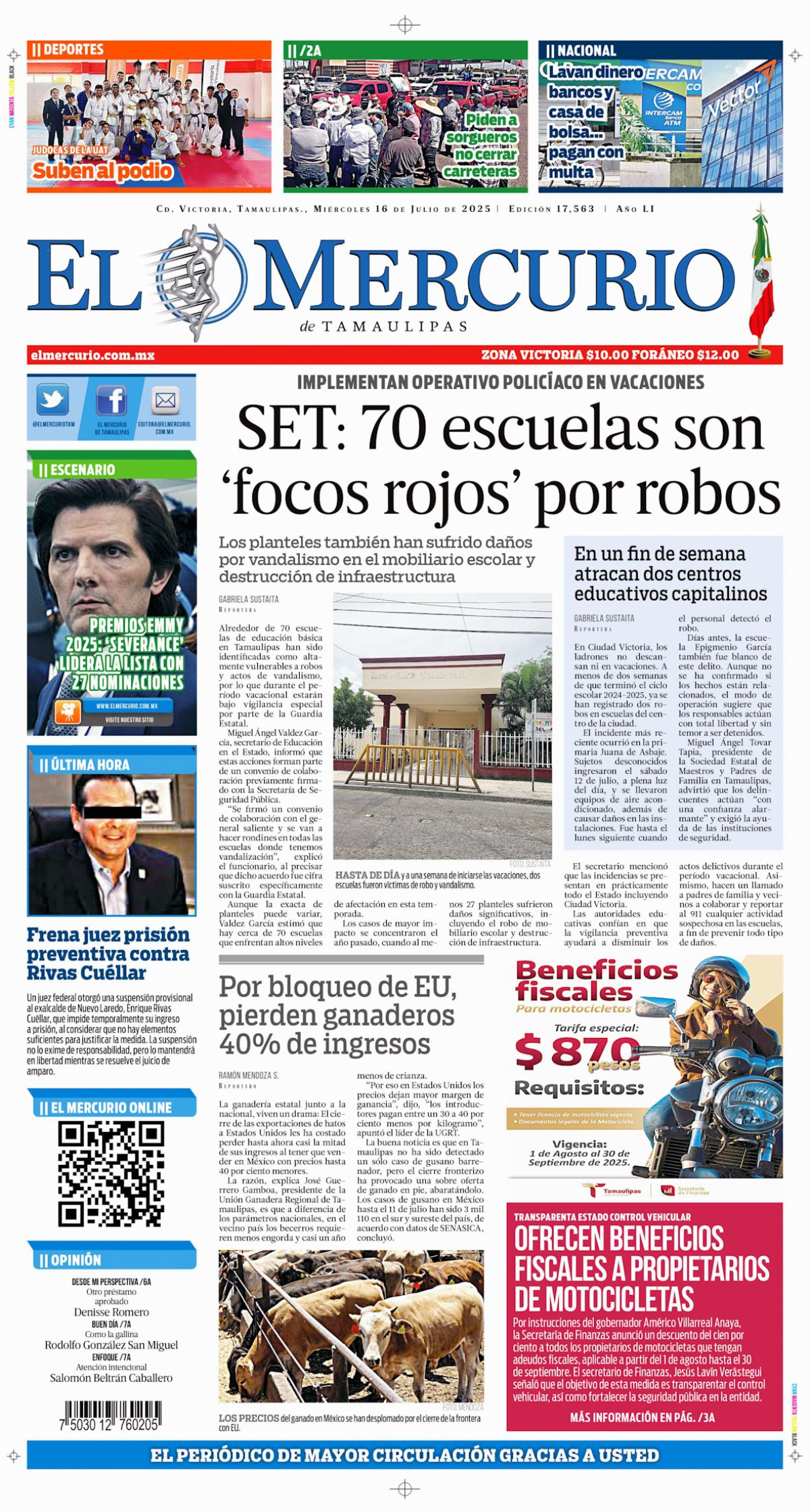 SET: 70 escuelas son ‘focos rojos’ por robos