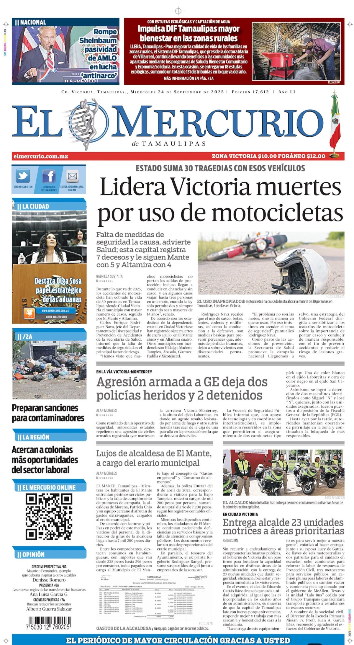 Lidera Victoria muertes por usos de motocicletas