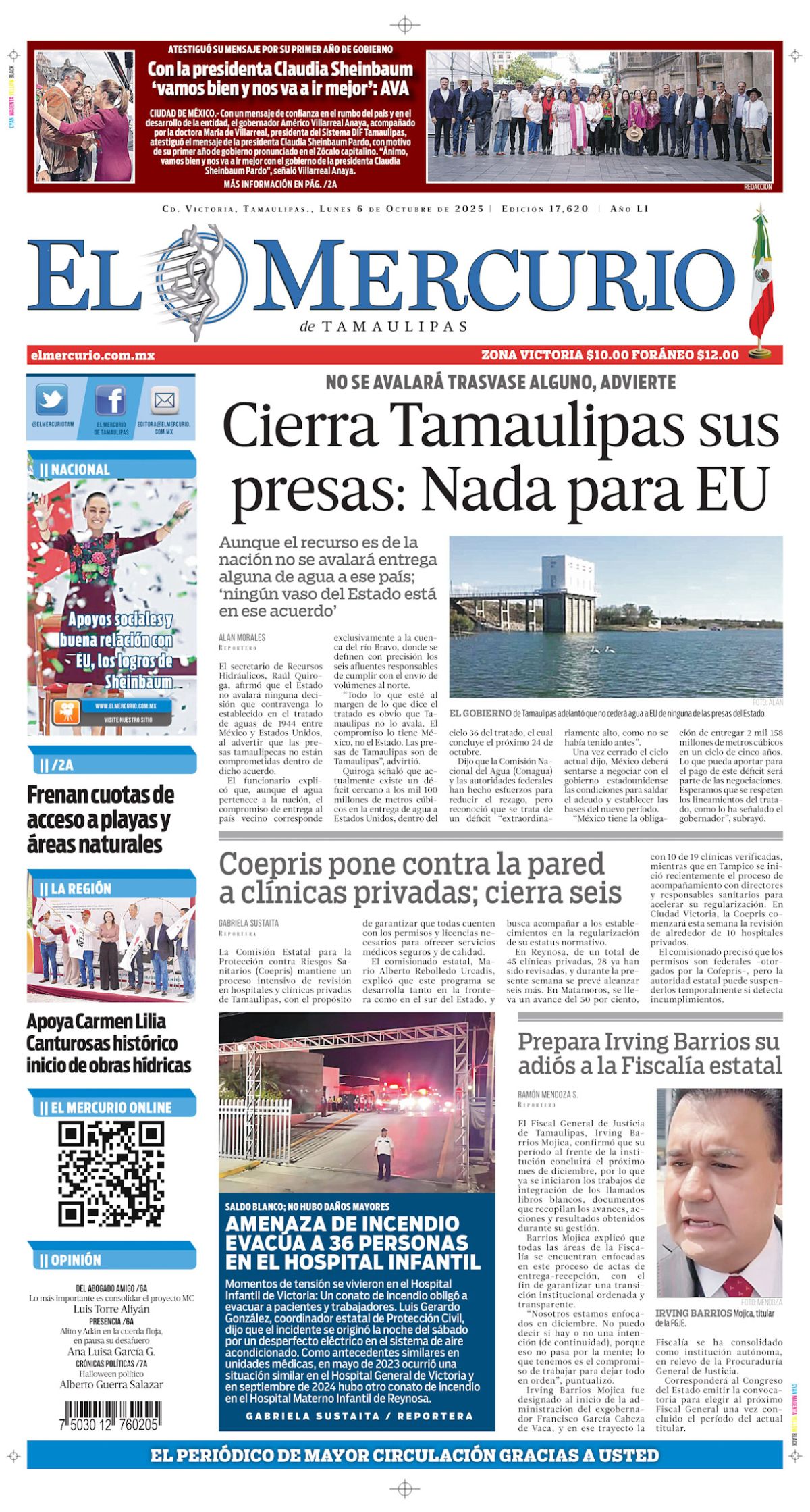 Cierra Tamaulipas sus presas: Nada para Estados Unidos