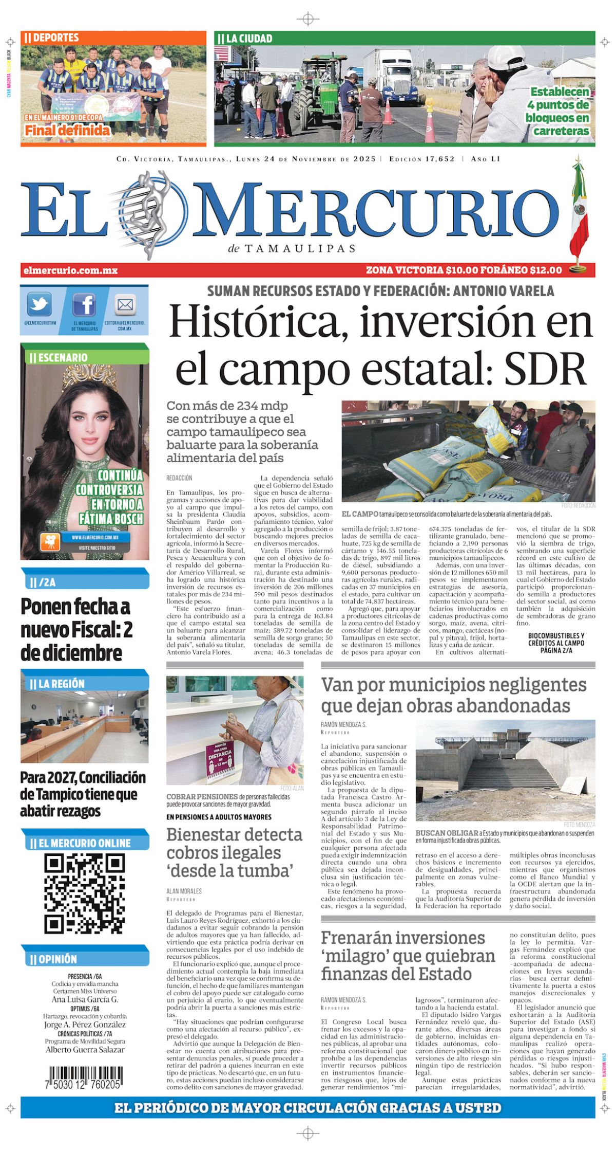 Histórica, inversión en el campo estatal : SDR