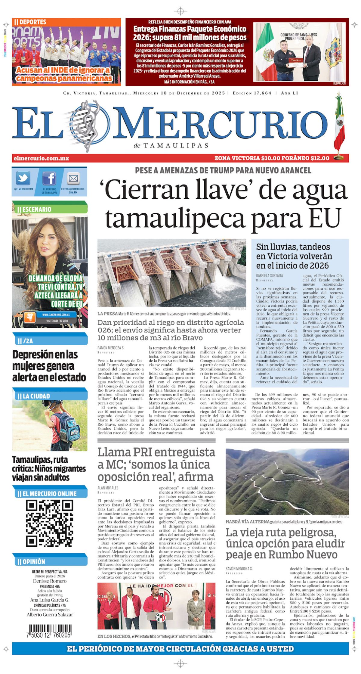 ‘Cierran llave’ de agua tamaulipeca para EU