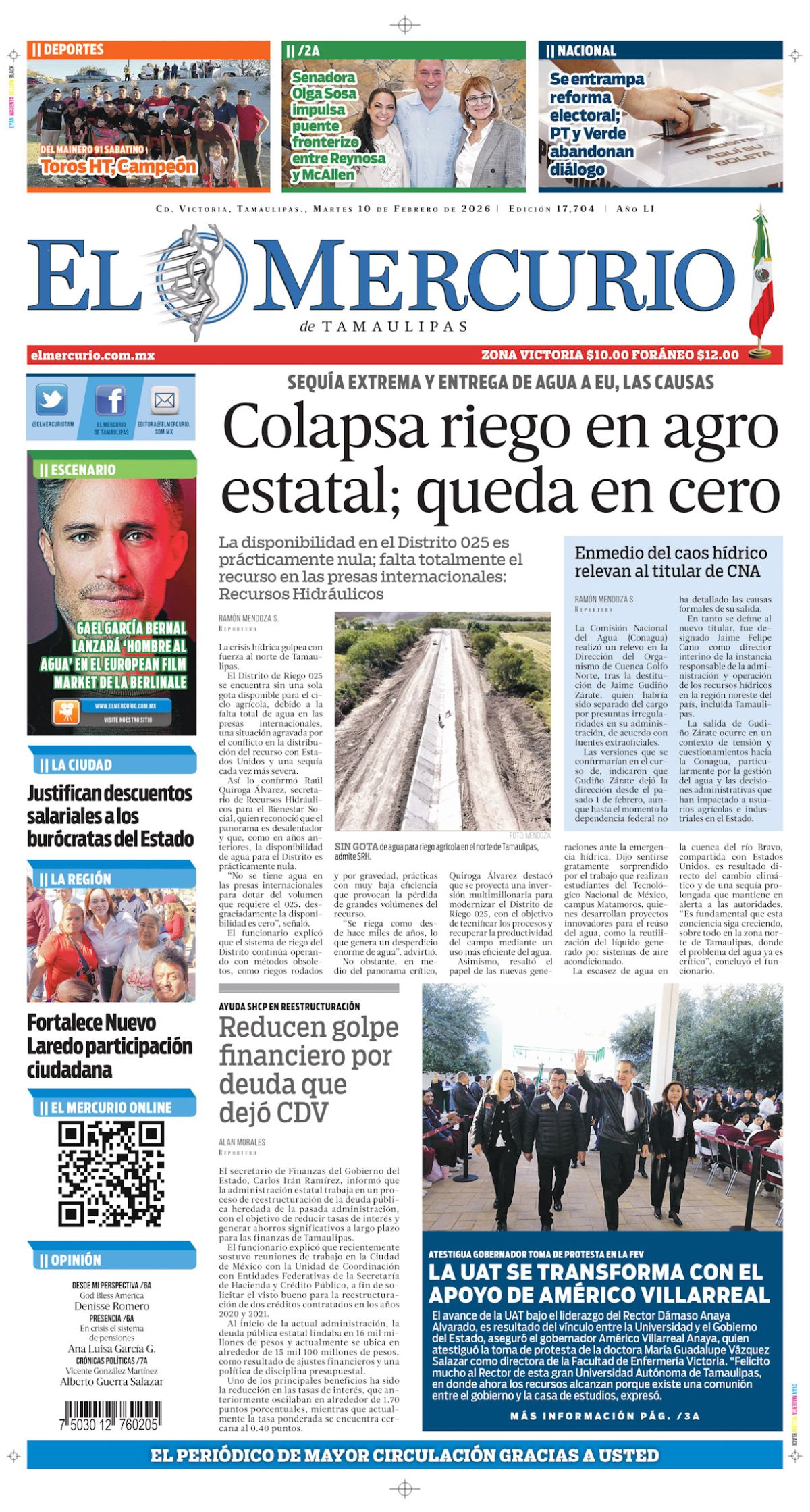 Colapsa riego en agro estatal ; queda en cero