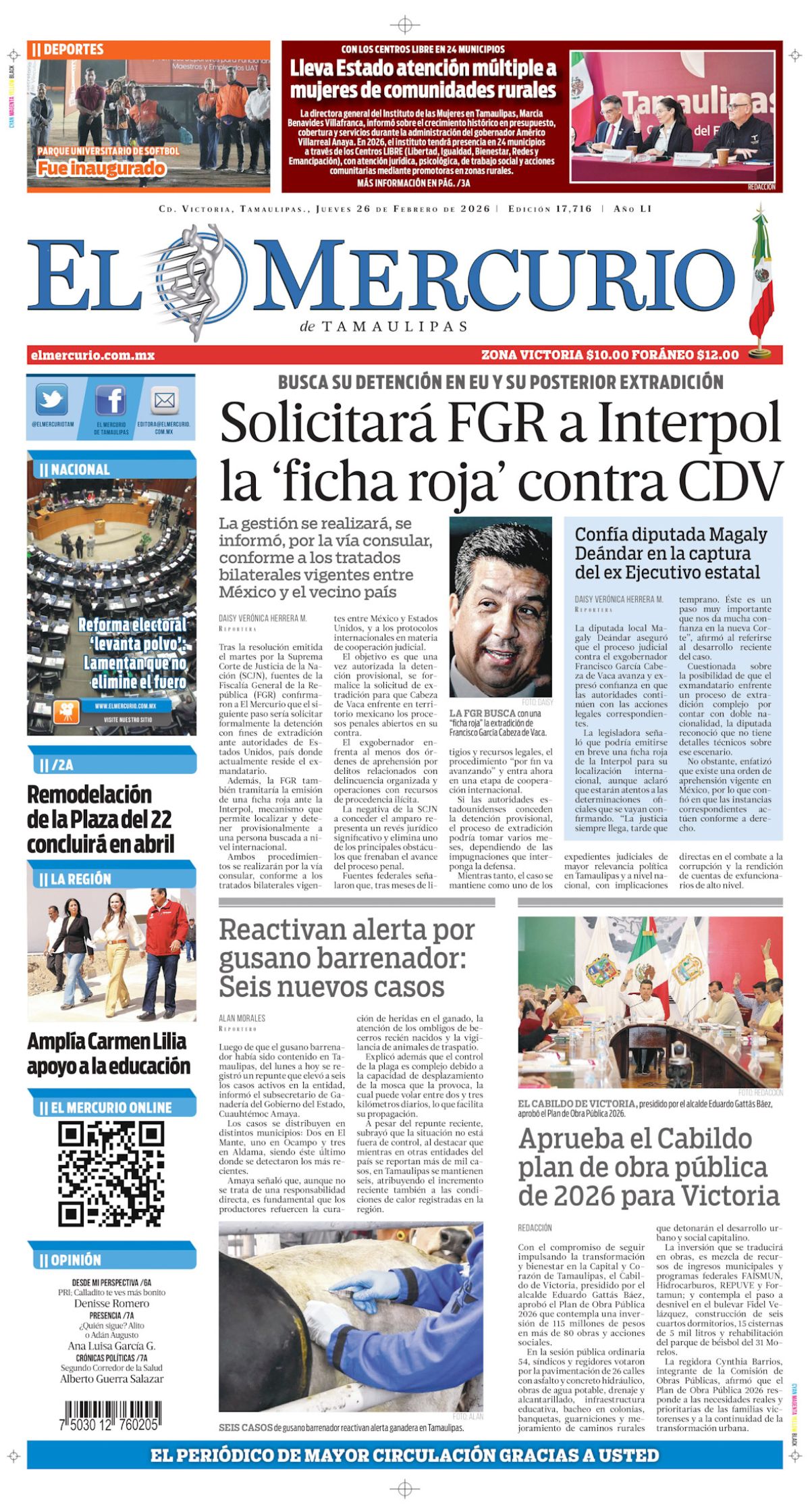 Solicitará FGR a Interpol la ‘ficha roja’ contra CDV