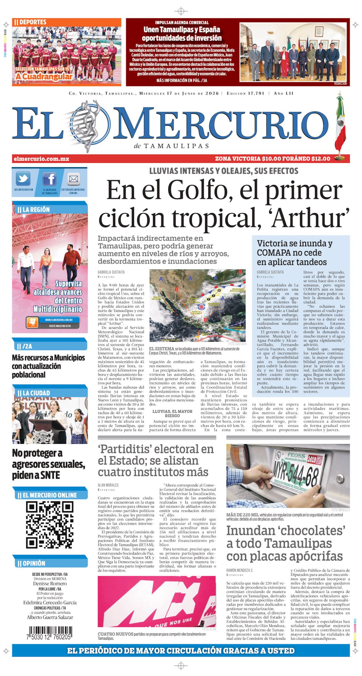 En el Golfo, el primer ciclón tropical, ‘Arthur’