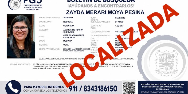 Aparece con vida Zayda Merari tras cuatro días desaparecida 