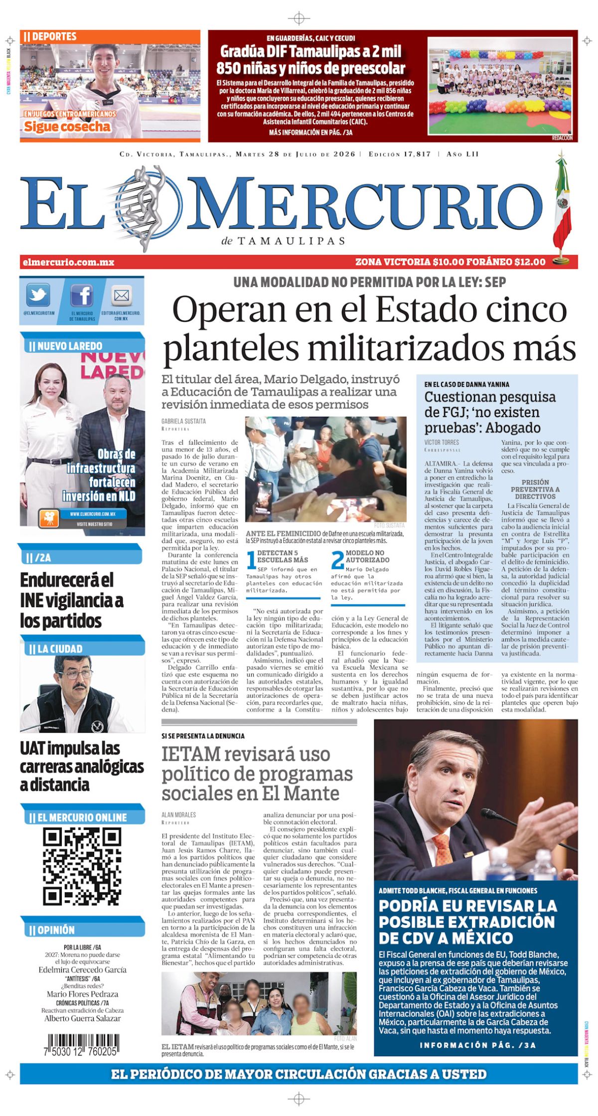 Operan en el Estado cinco planteles militarizados más