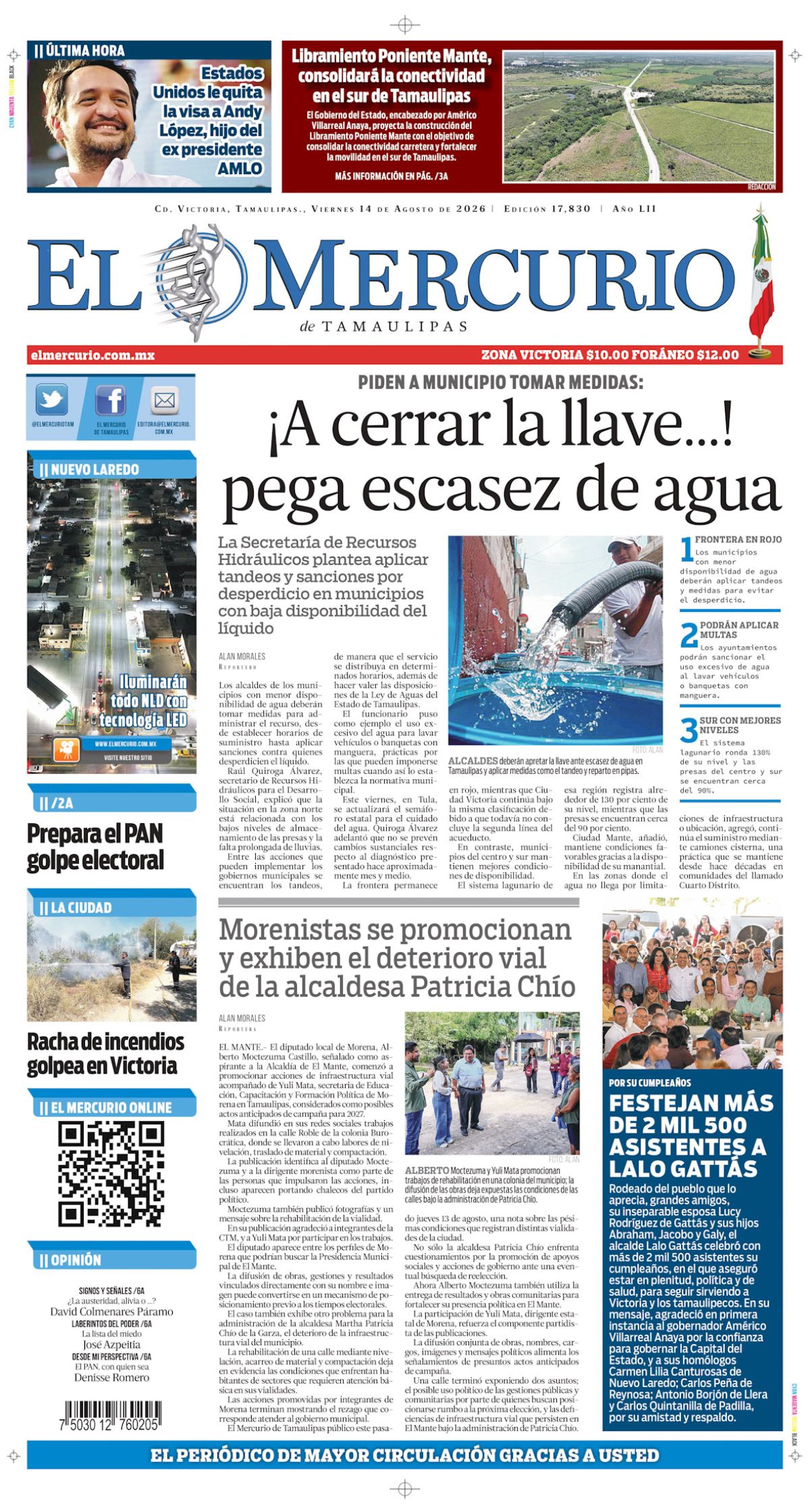 ¡A cerrar la llave!  pega escazes de agua