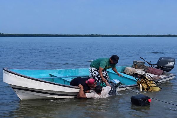 Se hunde retroexcavadora en la Laguna de Champayán; rescatan con vida al operador