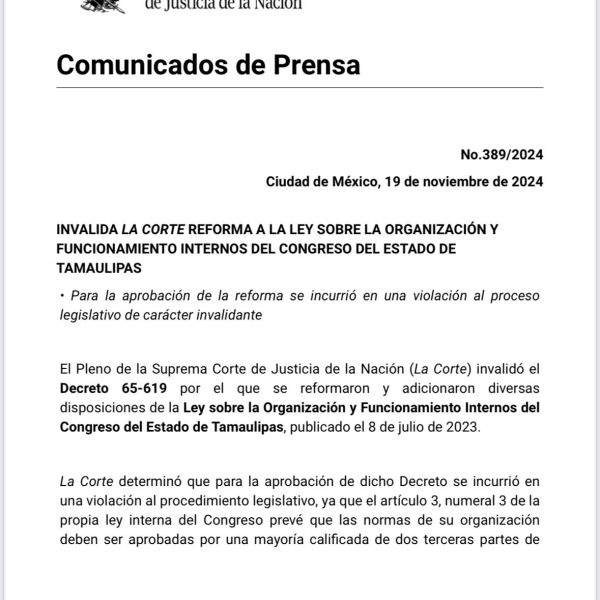 SCJN anula junta de gobierno en el Congreso