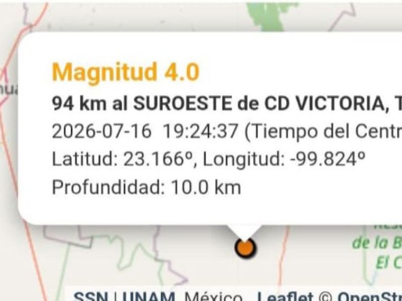Sismo de 3.7 sorprende a habitantes de Bustamante