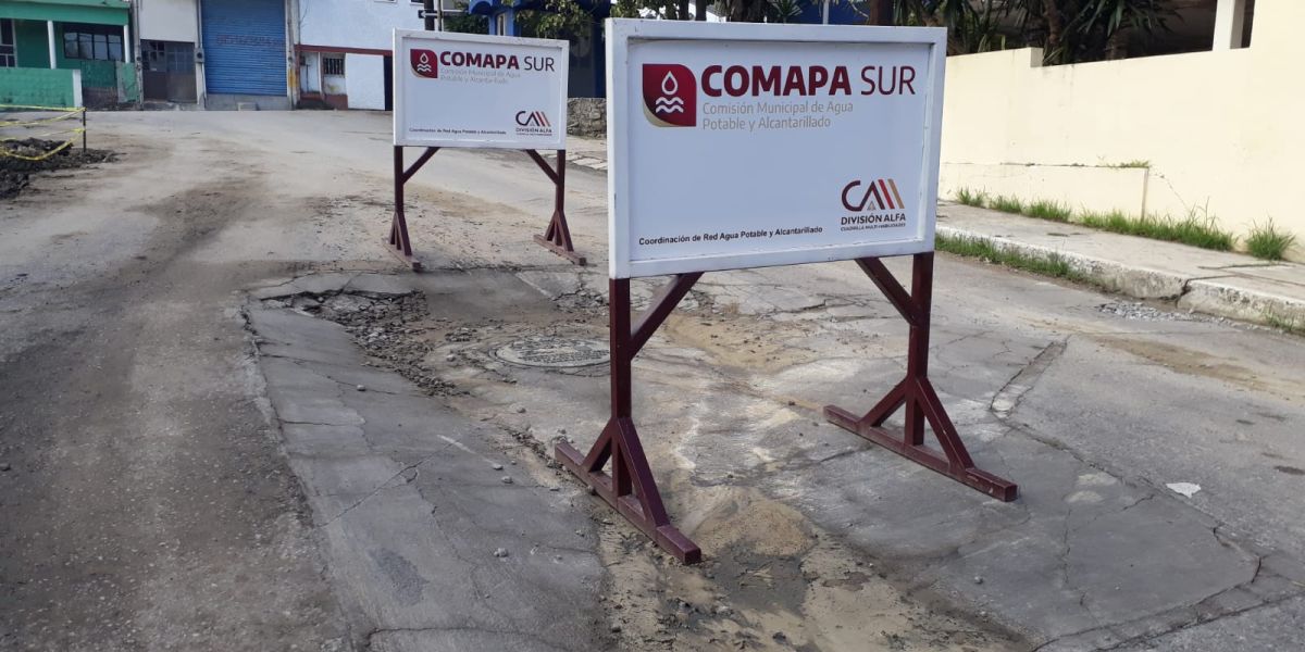 Destruye COMAPA Sur calles de Tampico