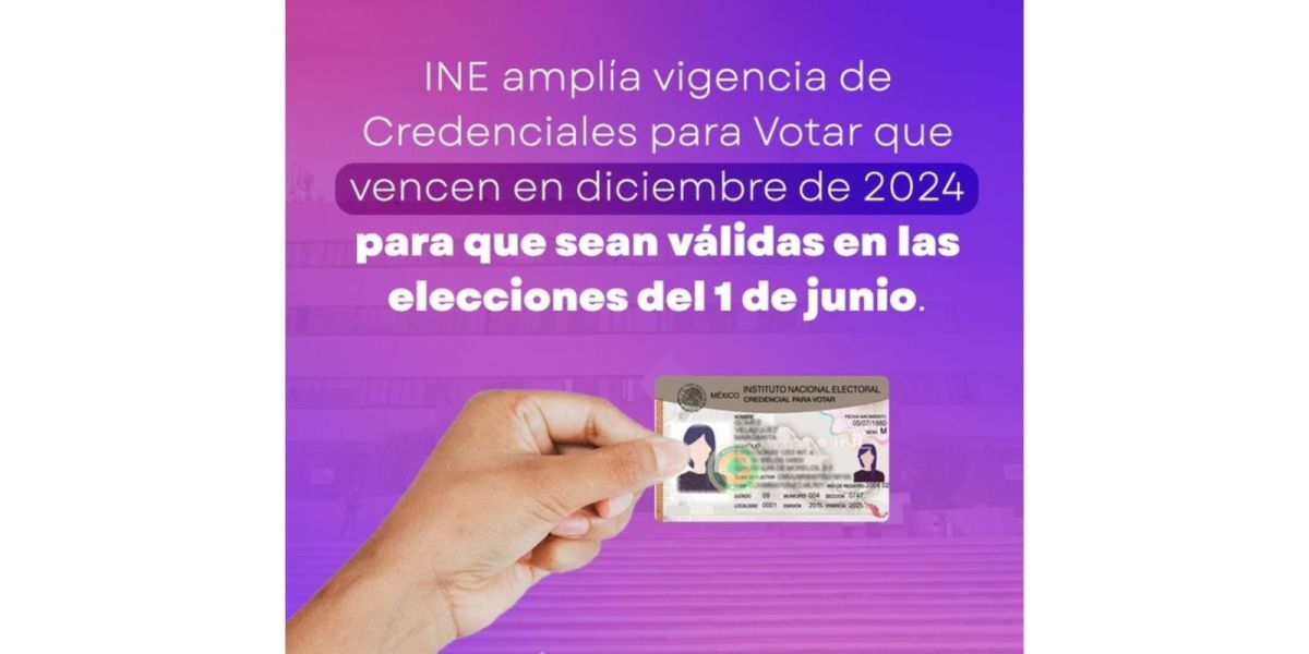 INE amplía vigencia de credenciales vencidas hasta diciembre de 2024