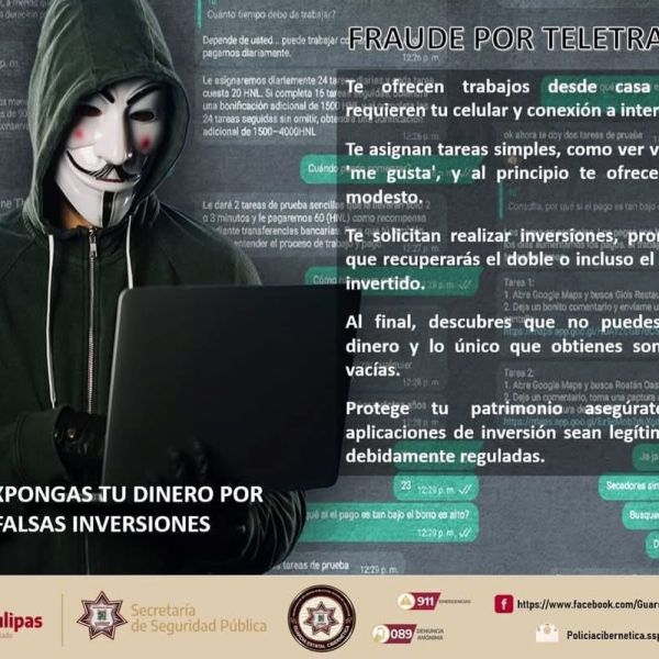 Alertan sobre fraudes en teletrabajos en Tamaulipas