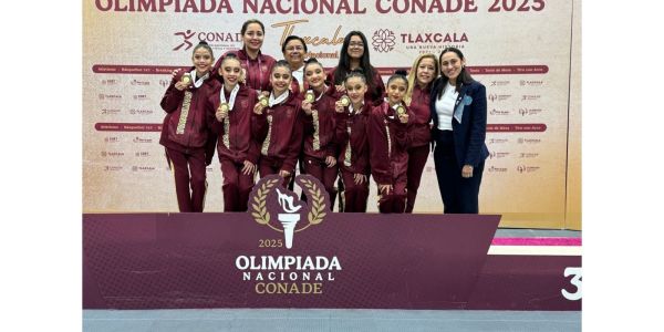 Presentación dorada de gimnasia rítmica de Tamaulipas en Olimpiada Nacional