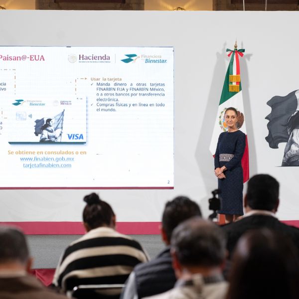 Presenta Financiera para el Bienestar Tarjeta FINABIEN Paisan@ para envío de remesas de EUA a México