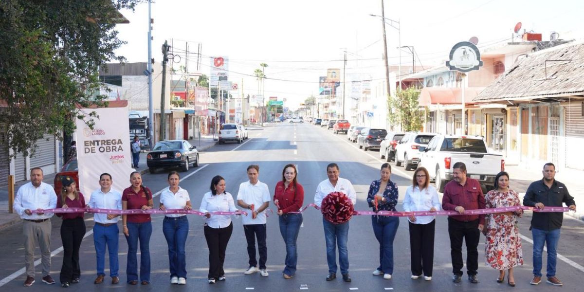 Entrega alcaldesa Carmen Lilia rehabilitación de drenaje sanitario en Avenida Guerrero para beneficio de comercios y ciudadanía
