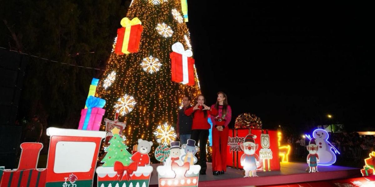 Brilla Nuevo Laredo: Carmen Lilia enciende el pino navideño e inauguran Viveros Mágico con 200 figuras gigantes y más de 200 mil luces led