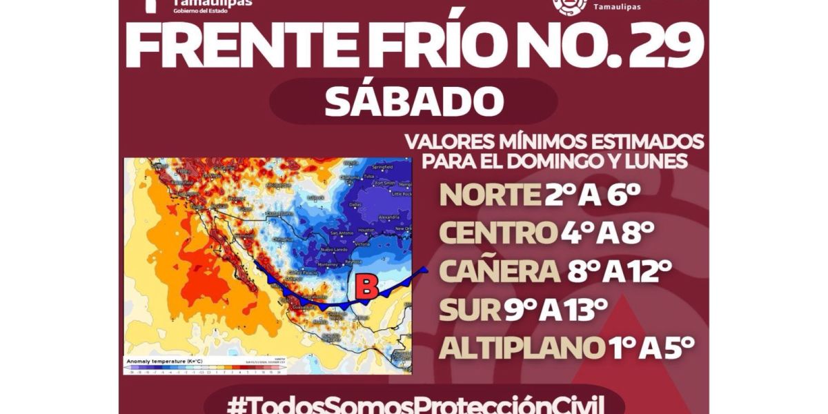 Alertan por nueva tormenta invernal para Tamaulipas