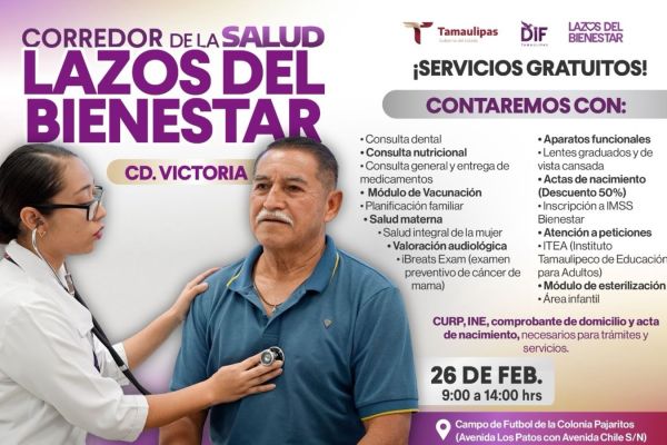 DIF Tamaulipas invita a las familias de Victoria a participar en los Corredores de la Salud “Lazos del Bienestar”