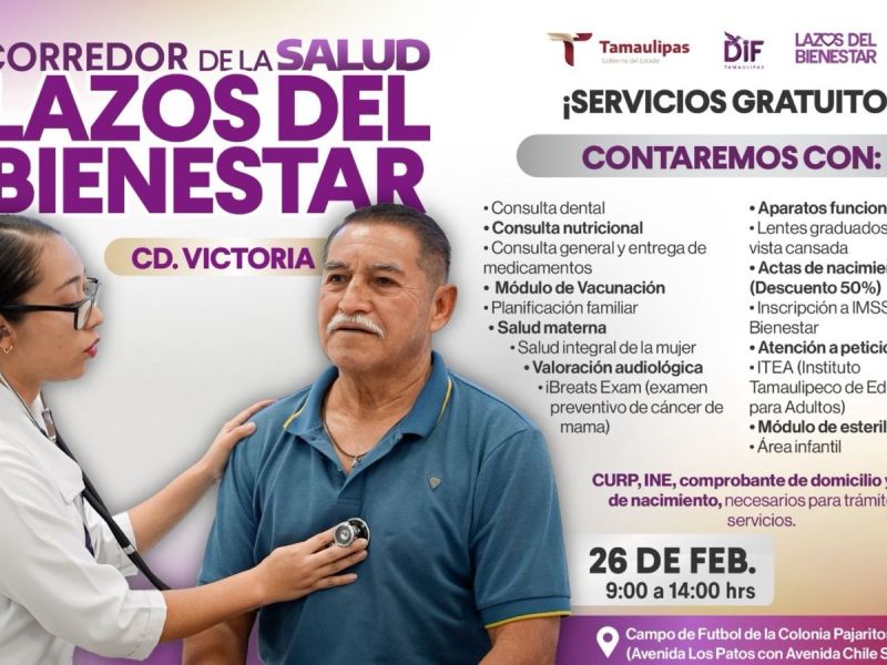 DIF Tamaulipas invita a las familias de Victoria a participar en los Corredores de la Salud “Lazos del Bienestar”