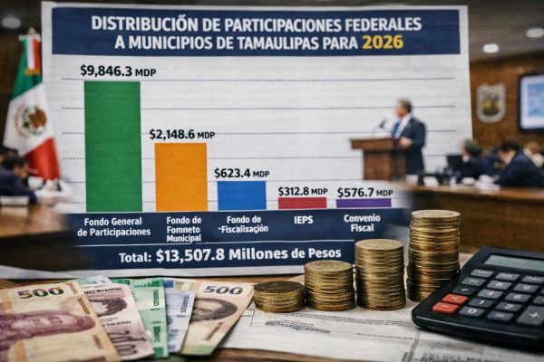 Municipios de Tamaulipas recibirán más de  13 mil mdp en participaciones federales en 2026