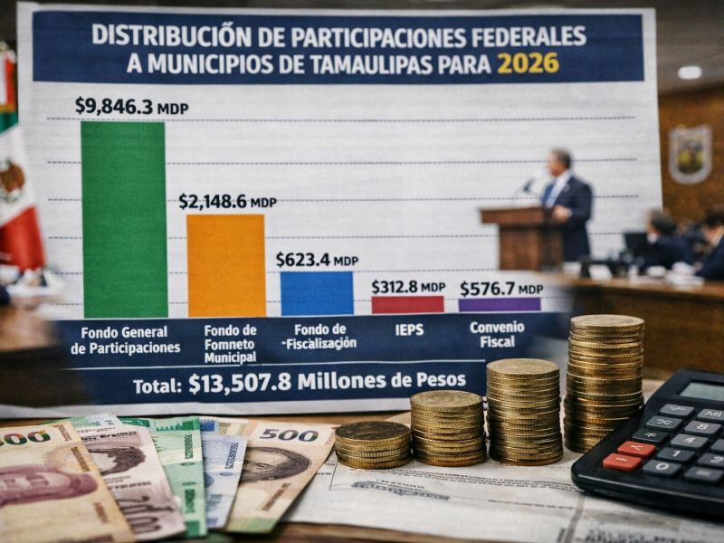 Municipios de Tamaulipas recibirán más de  13 mil mdp en participaciones federales en 2026