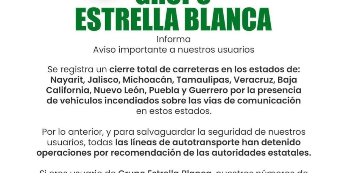 Central de Autobuses Suspende corridas