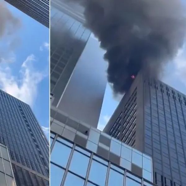 Incendio en rascacielos de Manhattan deja espesa columna de humo poco antes del desfile del Día de San Patricio