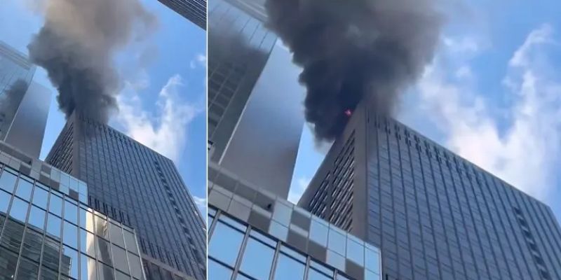 Incendio en rascacielos de Manhattan deja espesa columna de humo poco antes del desfile del Día de San Patricio