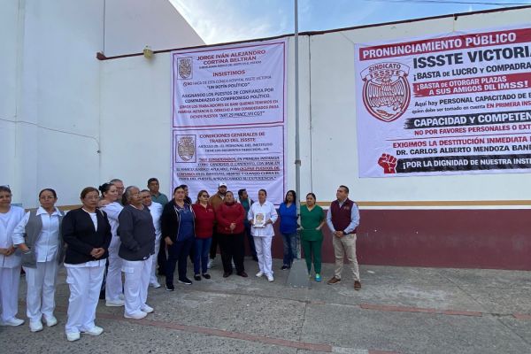 Trabajadores de la Clínica del Issste Victoria piden destitución de director