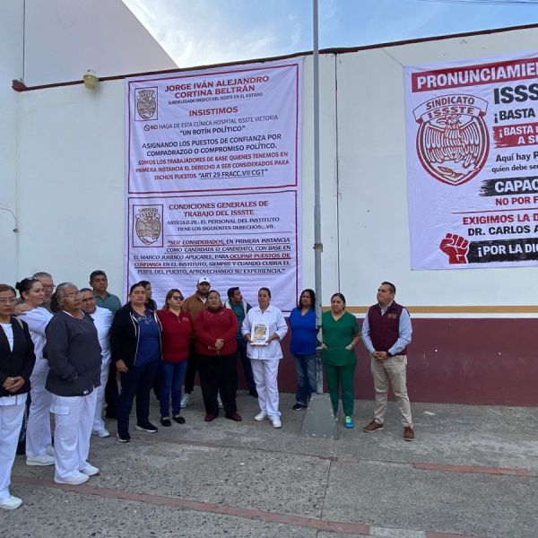 Trabajadores de la Clínica del Issste Victoria piden destitución de director