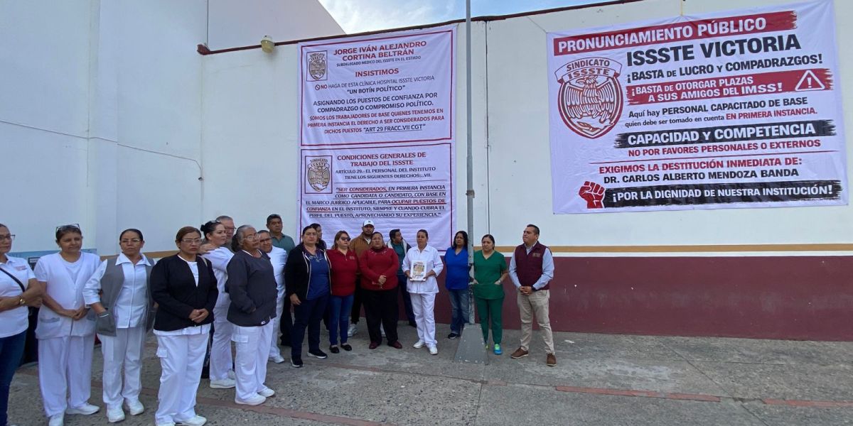 Trabajadores de la Clínica del Issste Victoria piden destitución de director