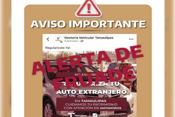 Alerta Finanzas por páginas falsas que ofrecen trámites vehiculares en Tamaulipas