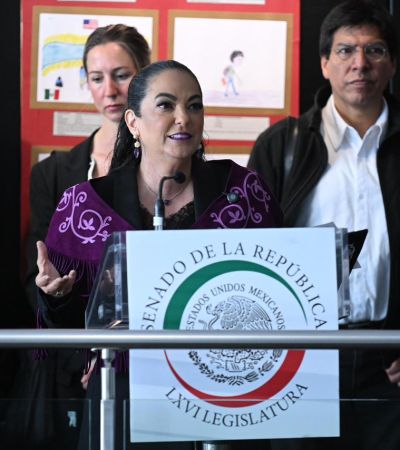 Senadora Olga Sosa inaugura exposición de dibujos de niñas y niños migrantes tamaulipecos en el Senado de la República