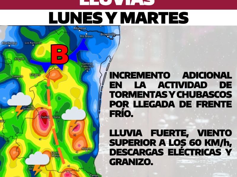 Pronostican lluvias para este inicio de semana