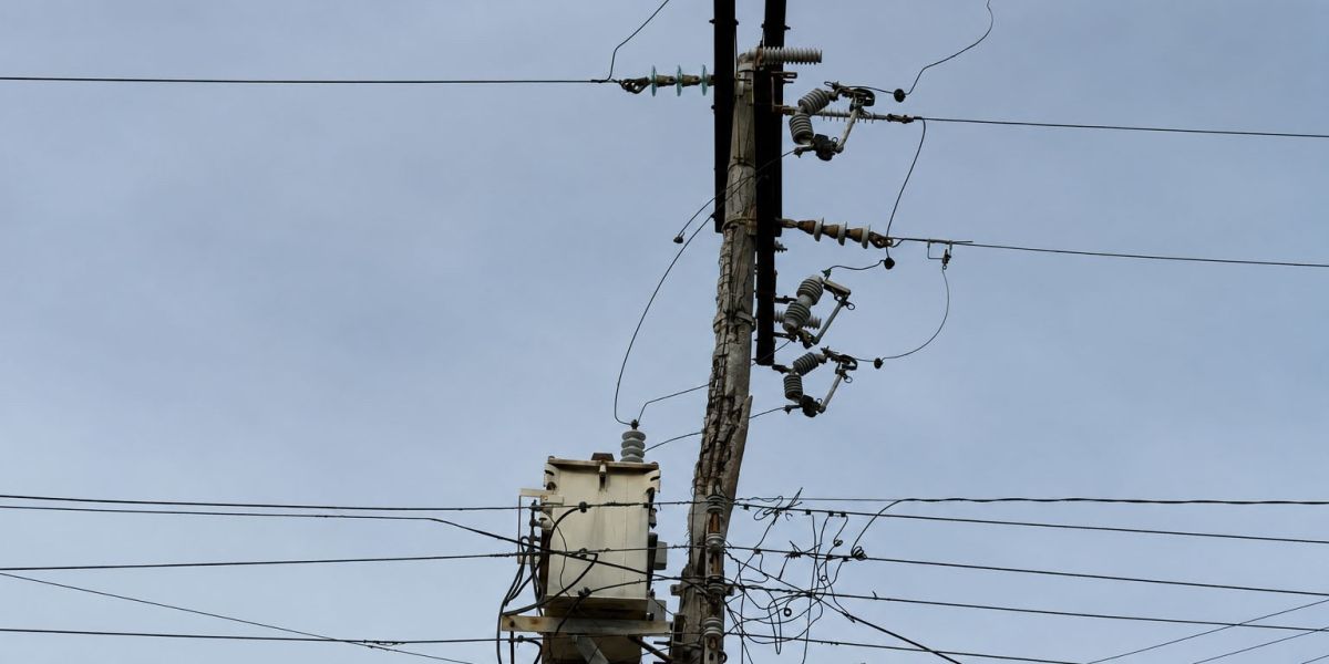 Poste de media tensión a punto de caer en Monte Alto; vecinos temen tragedia