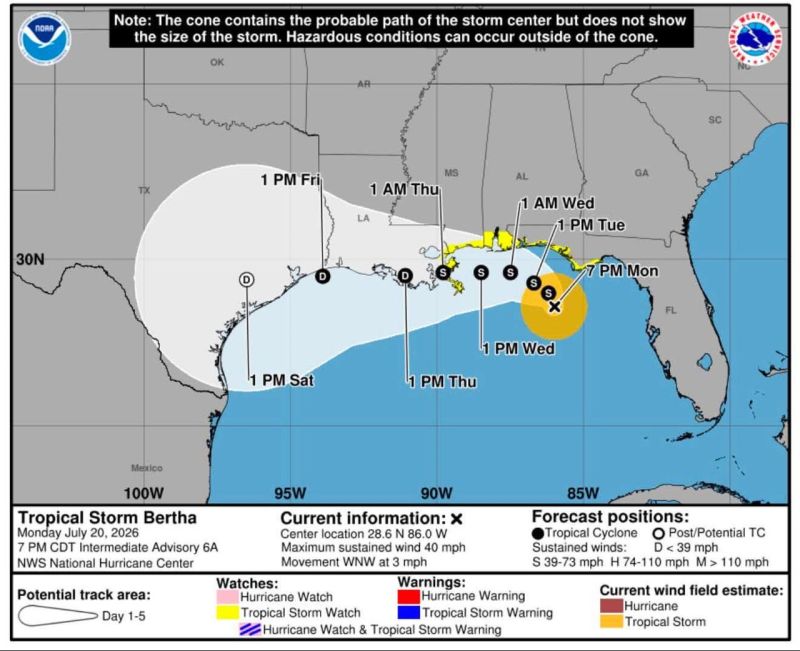 Tamaulipas mantiene vigilancia por trayectoria de “Bertha”; descartan impacto directo