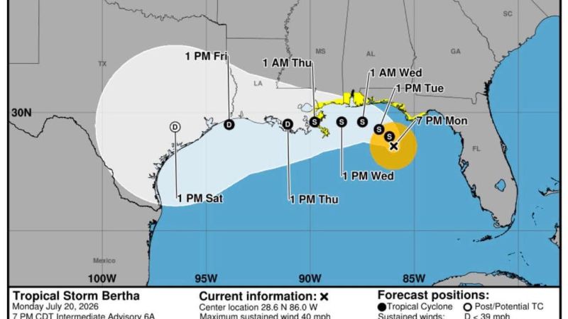 Tamaulipas mantiene vigilancia por trayectoria de “Bertha”; descartan impacto directo