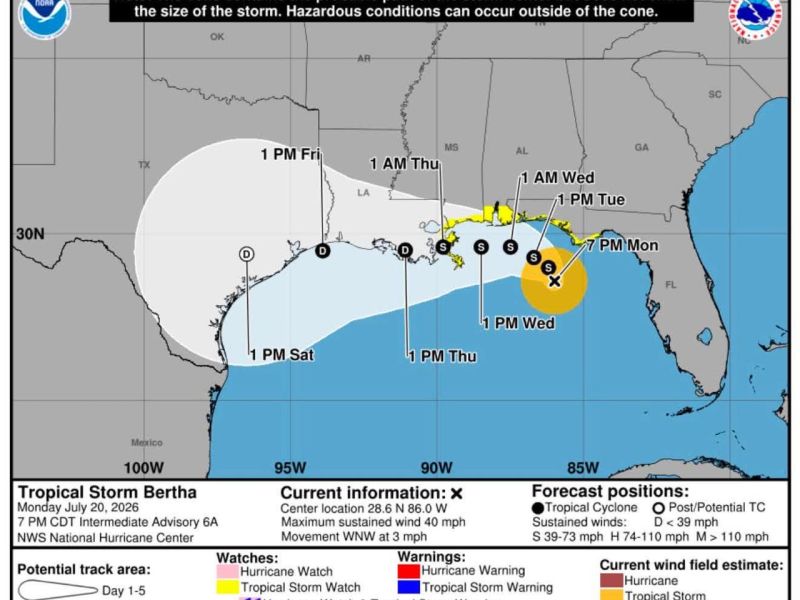 Tamaulipas mantiene vigilancia por trayectoria de “Bertha”; descartan impacto directo