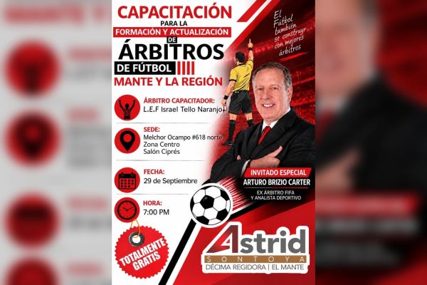 Astrid Sontoya impulsa capacitación gratuita para árbitros de fútbol en el Mante